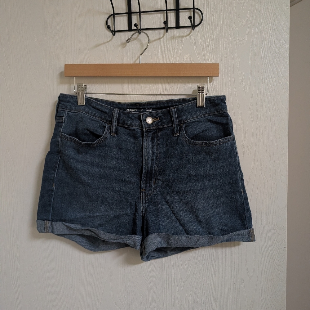 Old Navy Women's Size 10 High Rise Blue Rolled-Hem Denim Shorts